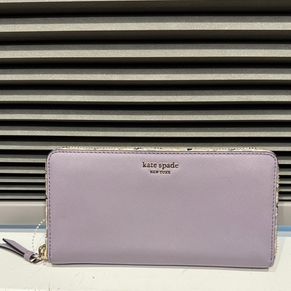Kate Spade Lena Large Saffiano leather Lilac Wallet